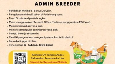 INFO LOKER: PT Malindo Feedmill Butuh Karyawan untuk Admin Breeder di Subang, Jawa Barat