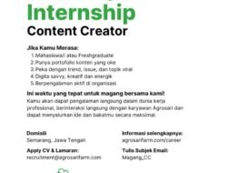 INFO LOKER: Agrosari Farm Buka Kesempatan Magang di Kota Semarang, Jawa Tengah