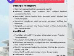 INFO LOKER: PT Wonokoyo Jaya Corporindo (Wonokoyo Grup) Butuh General Manager Hatchery, Penempatan di Jawa Timur