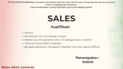 INFO LOKER: PT. Rukun Mitra Bersama Buka Lowongan untuk Sales, Penempatan di Kudus, Jawa Tengah